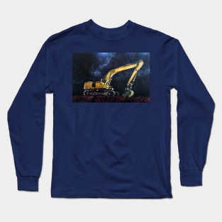 Excavator By Night Long Sleeve T-Shirt